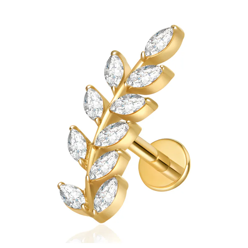 Titanyum Defne Dalı Piercing — gold