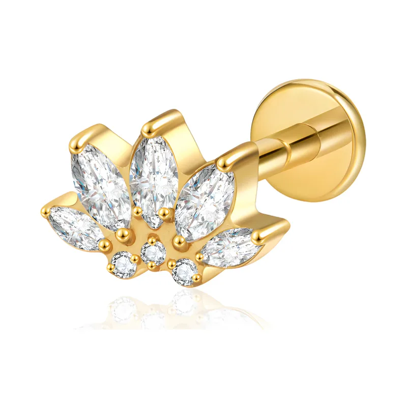 Titanyum Lotus Taç Piercing — gold