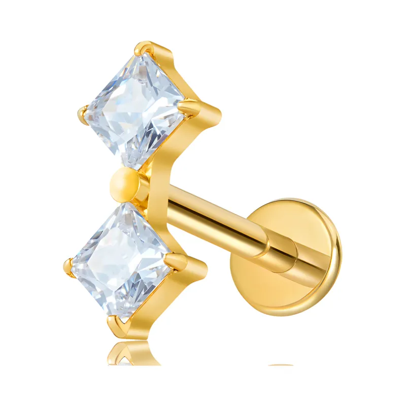 Titanyum Çift Kare Piercing — gold