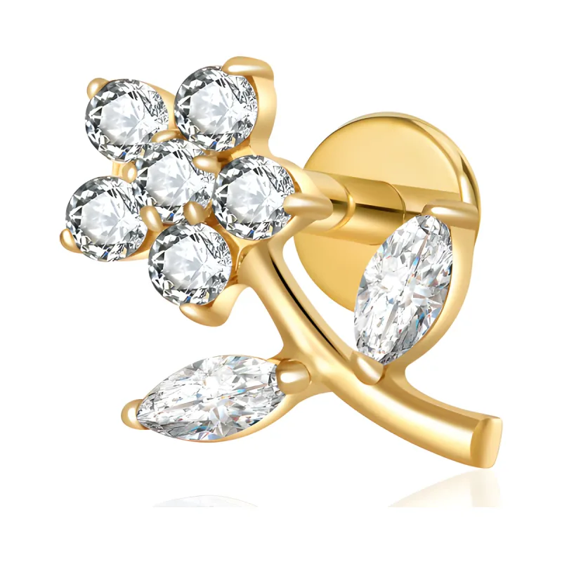 Titanyum Çiçek Dalı Piercing — gold