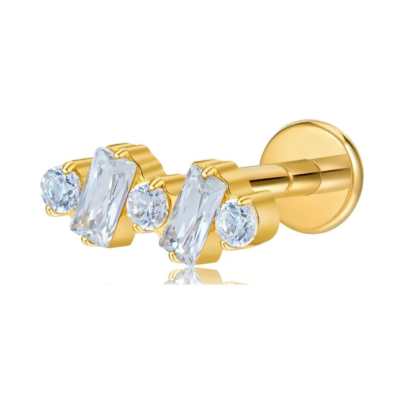 Titanyum Baget ve Yuvarlak Taşlı Piercing — gold