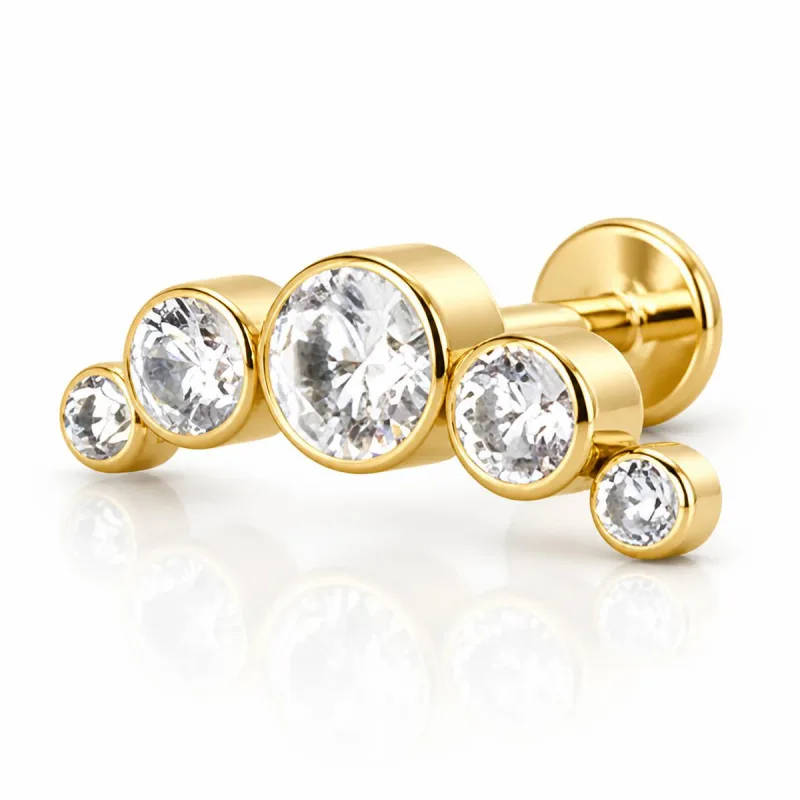 Titanyum Beş Taş Piercing — gold