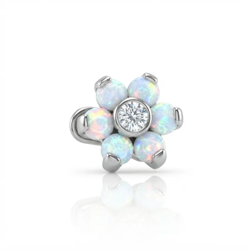 Titanium Opal Flower Dermal — silver