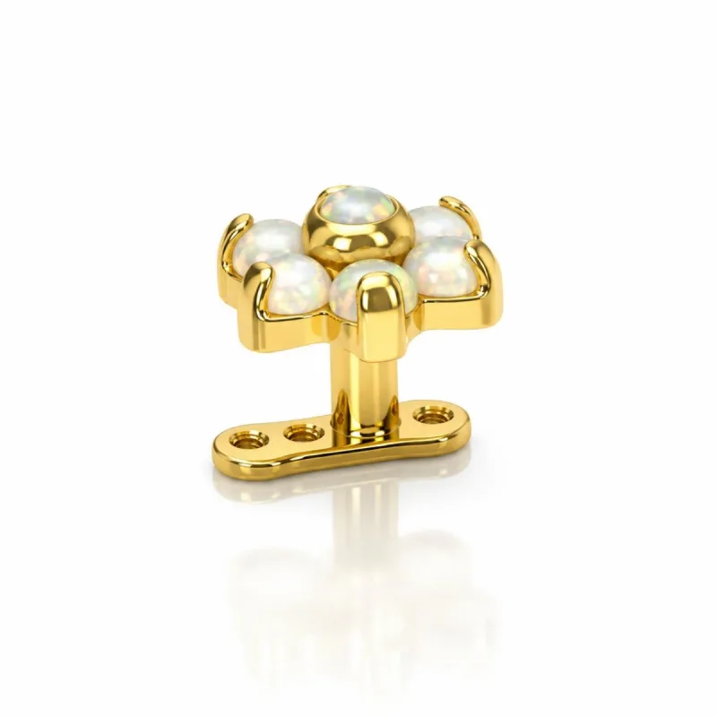 Titanium Opal Flower Dermal — gold, side view