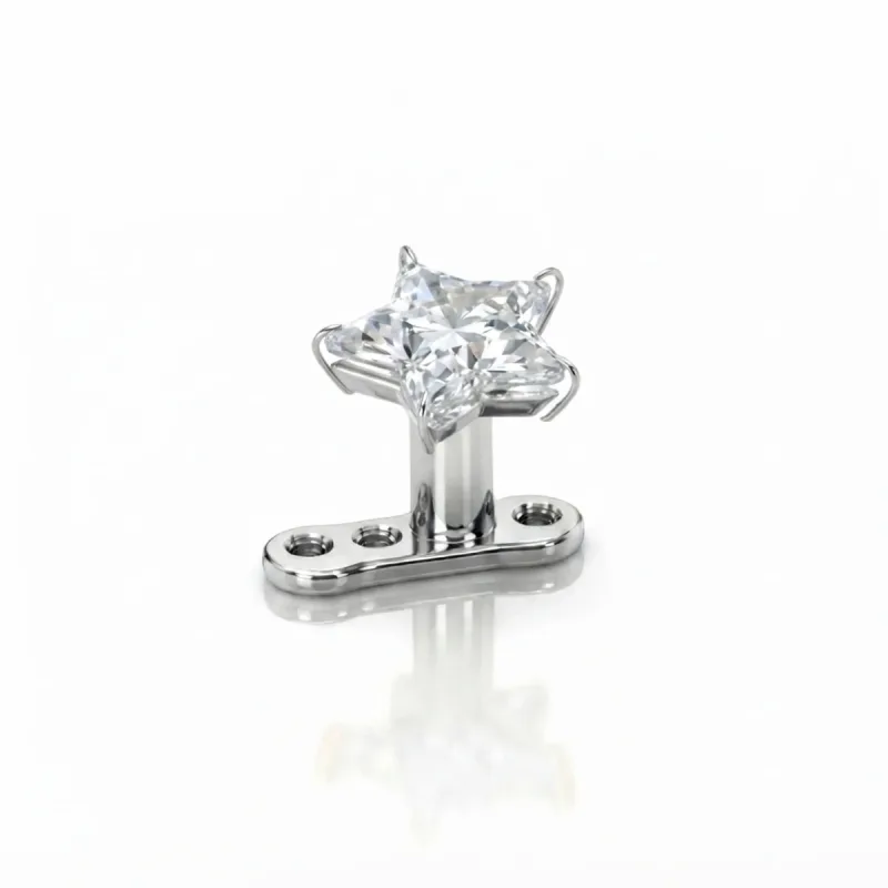 Titanyum Yıldız Zirkon Dermal Piercing — silver