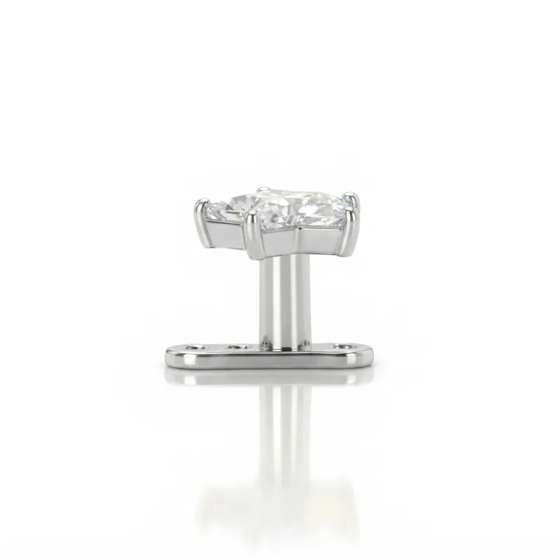 Titanyum Yıldız Zirkon Dermal Piercing — silver, yan görünüm