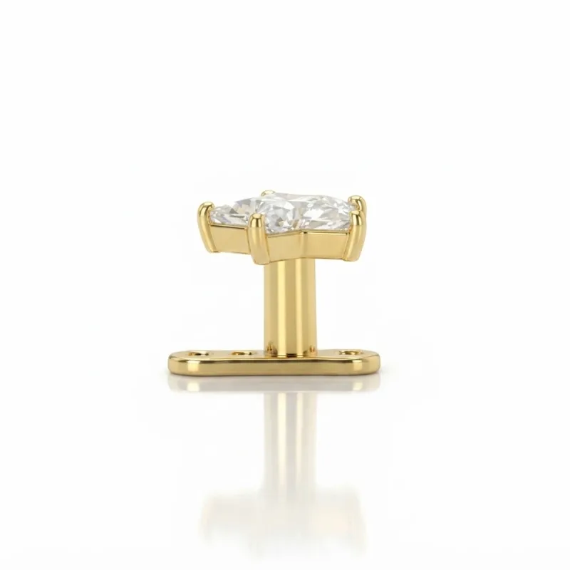 Titanyum Yıldız Zirkon Dermal Piercing — gold, yan görünüm