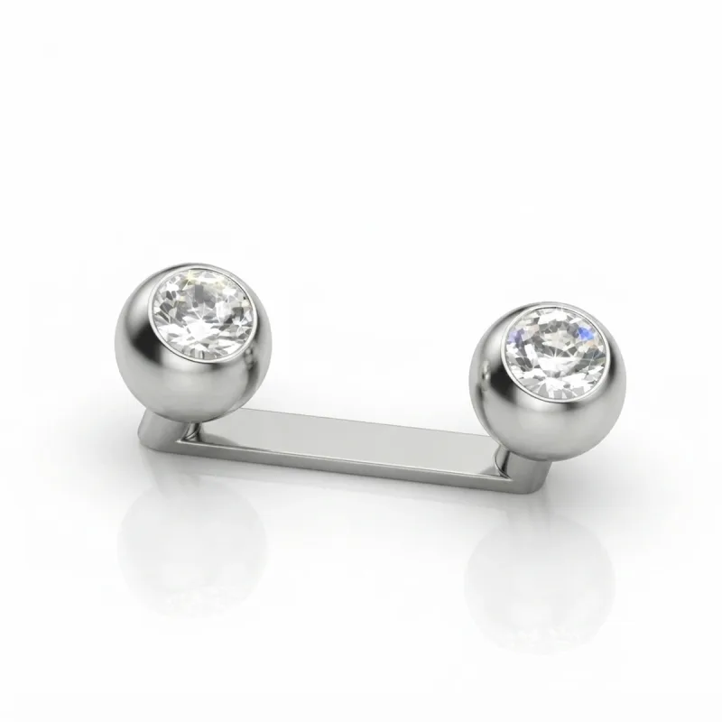 Titanyum Zirkon Uçlu Surface Bar Piercing TS001 — silver