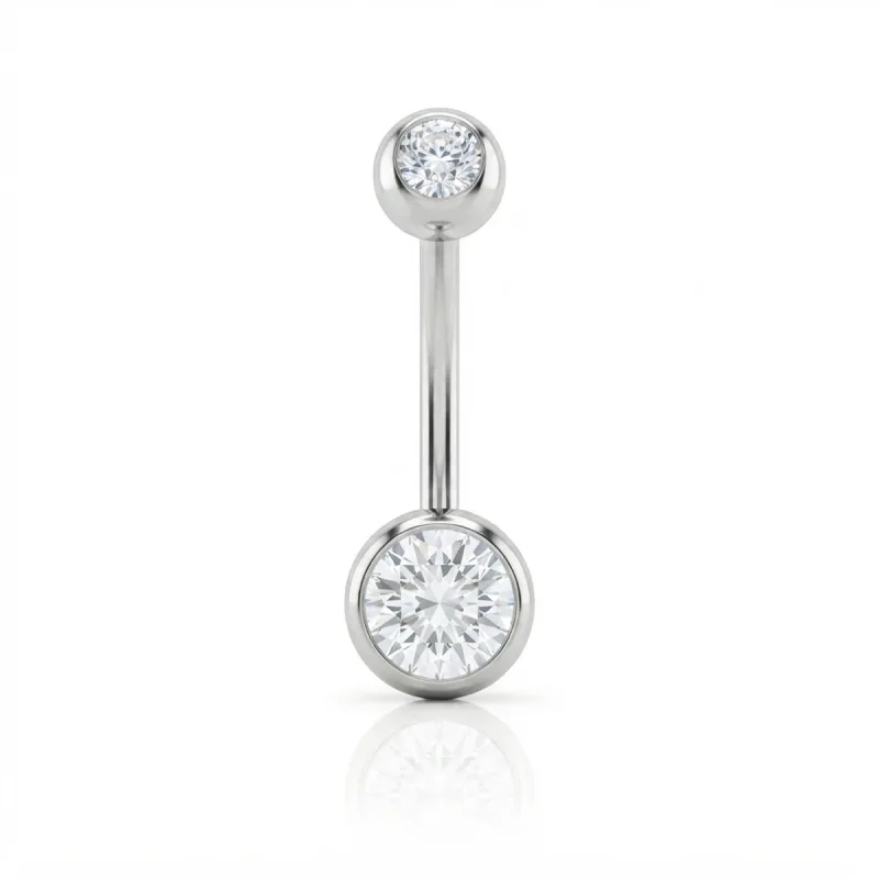 Titanyum Zirkon Top Uçlu Düz Bar Piercing — silver