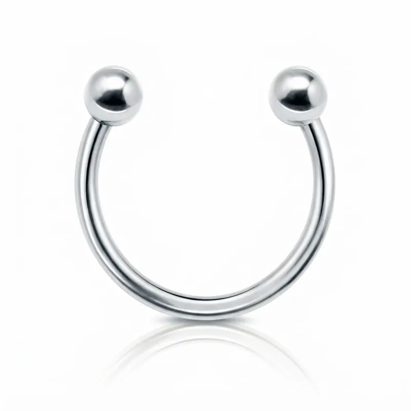 Titanyum Top Uçlu At Nalı Piercing — silver