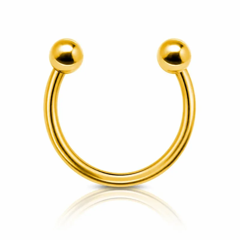 Titanyum Top Uçlu At Nalı Piercing — gold