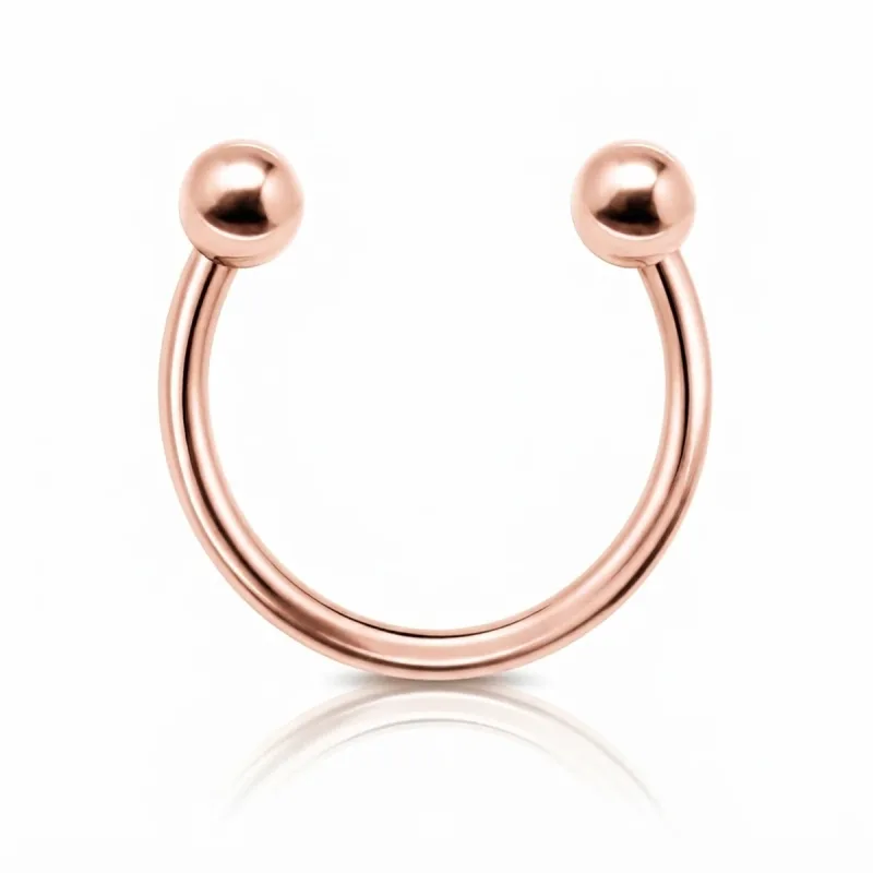 Titanyum Top Uçlu At Nalı Piercing — rose gold