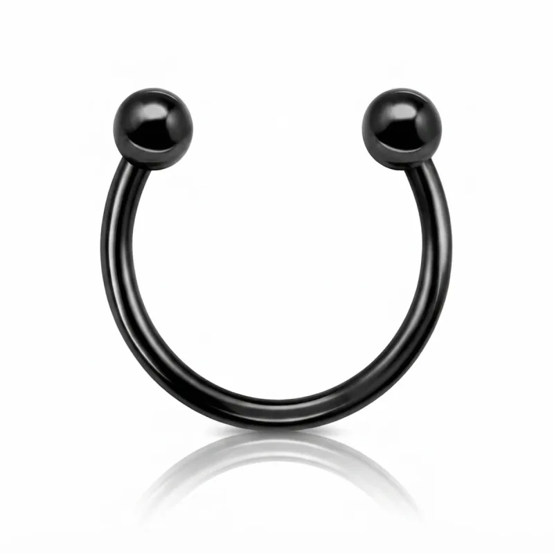 Titanyum Top Uçlu At Nalı Piercing — siyah